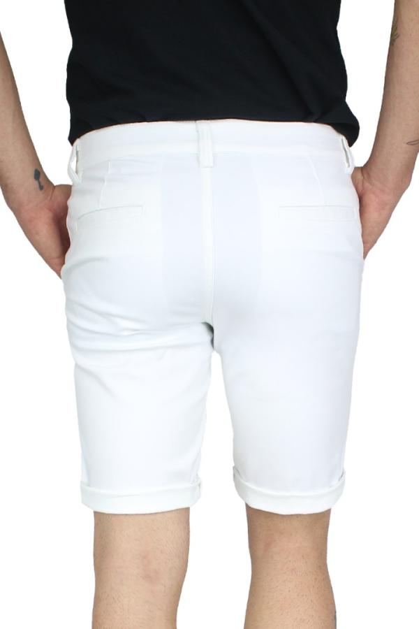 Bermuda De Vestir Color Blanco De Algodón Corte Slim Fit Para Hombre